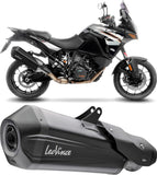 Tubo De Escape Sin Homologación Acústica Lv-12 R Acero Negro Fondo Carbono - Leovince Compatible Con Ktm 1290 Super Adventure R - S (2017-2020)