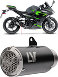 Tubo De Escape Sin Homologación Acústica Lv Corsa S Acero Negro Fondo Acero - Leovince Compatible Con Kawasaki Z 400 (2019-2021)