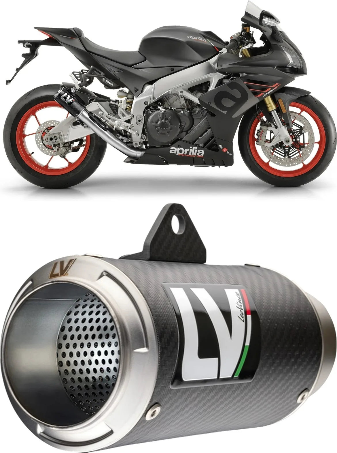 Tubo De Escape Sin Homologación Acústica Lv Corsa Carbono Fondo Acero - Leovince Compatible Con Aprilia Rsv4 1100 Factory (2021-2024)