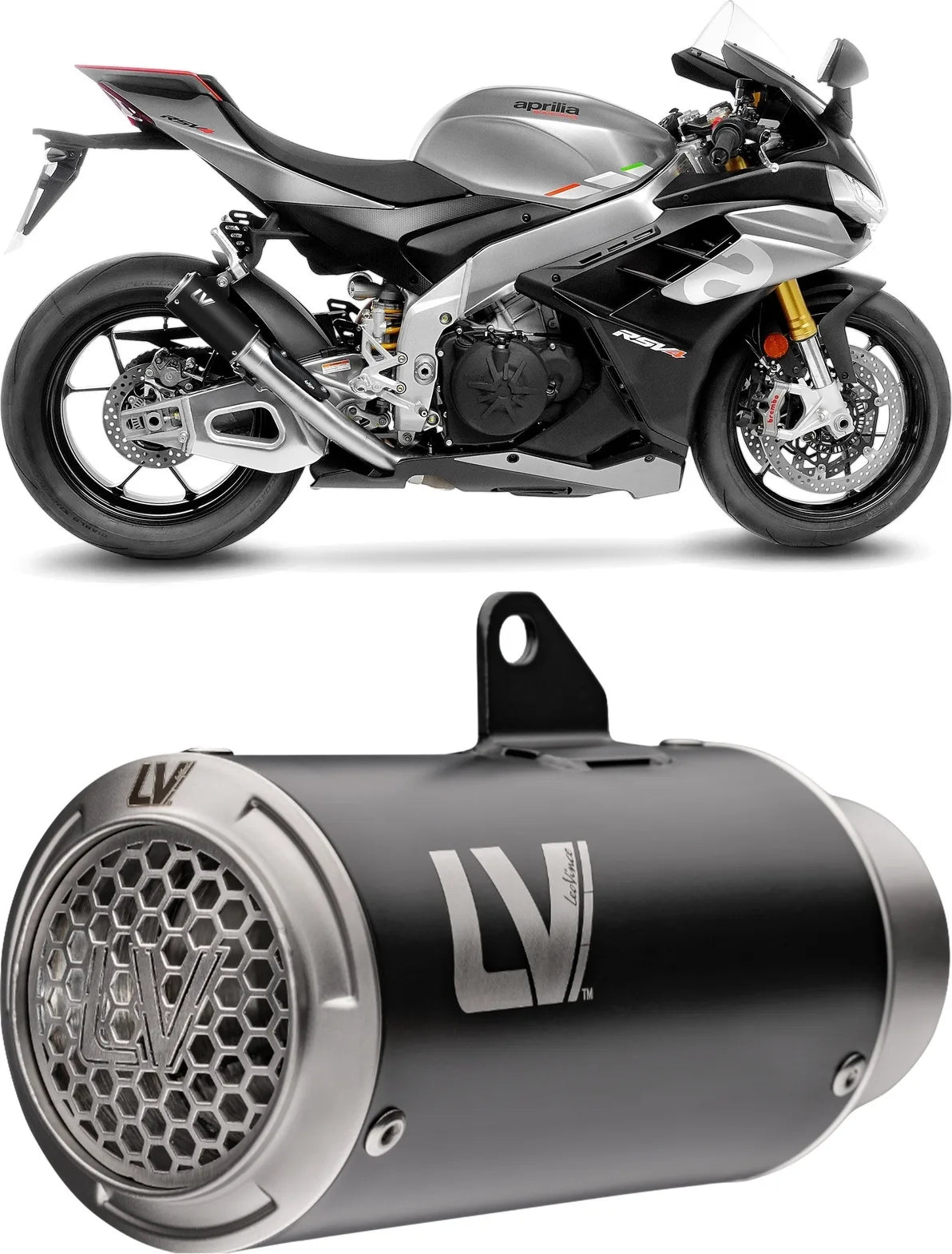 Tubo De Escape Sin Homologación Acústica Lv Corsa S Acero Negro Fondo Acero - Leovince Compatible Con Aprilia Tuono V4 1100 Factory (2021-2024)