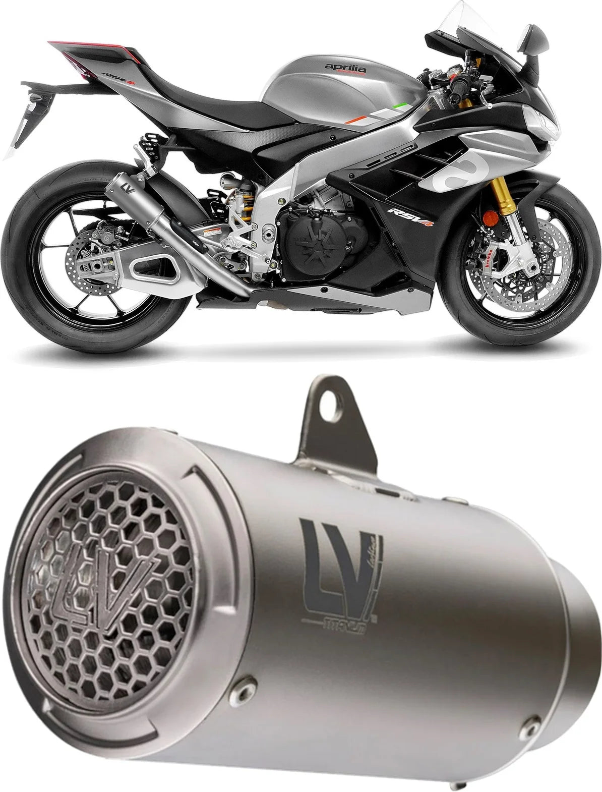 Tubo De Escape Sin Homologación Acústica Lv Corsa S Titano Fondo Acero - Leovince Compatible Con Aprilia Tuono V4 1100 Factory (2019-2020)