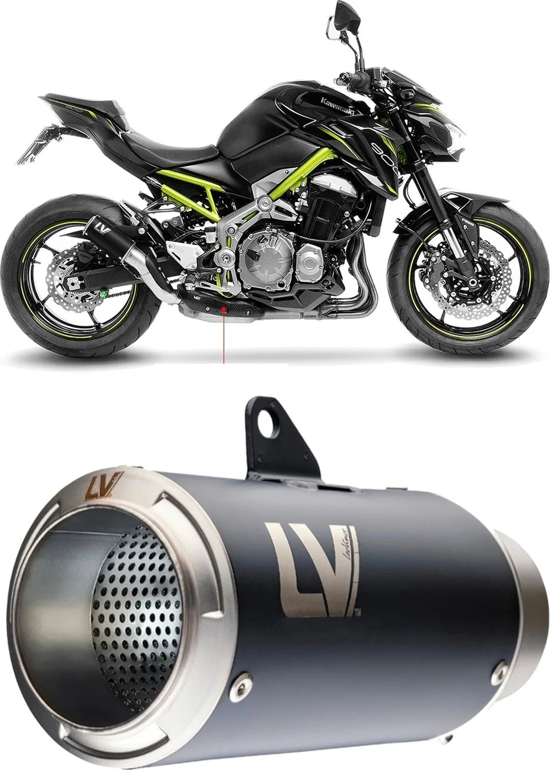 Tubo De Escape Sin Homologación Acústica Lv Corsa Acero Negro Fondo Acero - Leovince Compatible Con Kawasaki Z 900 A2 (2025-2026)