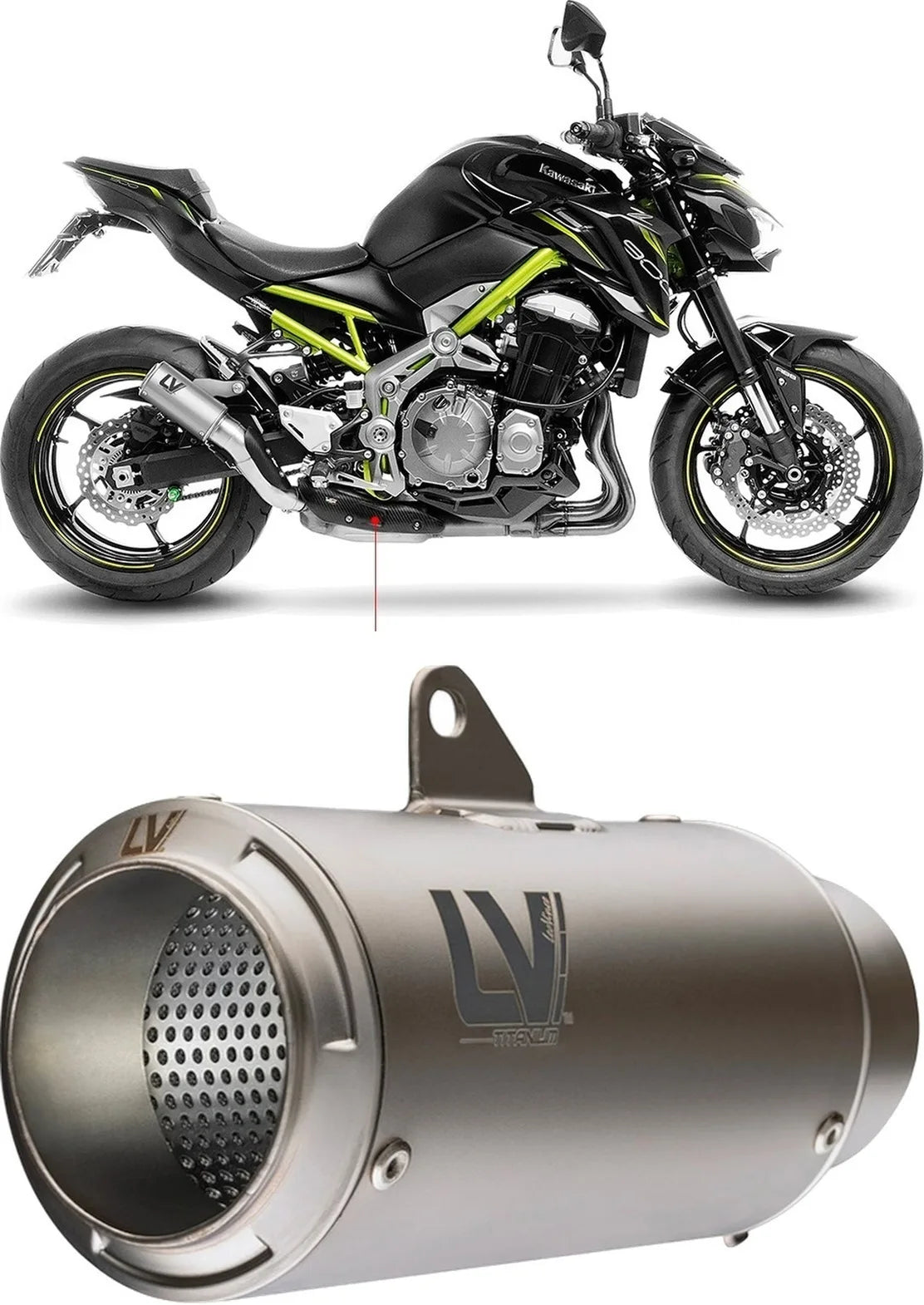 Tubo De Escape Sin Homologación Acústica Lv Corsa Titano Fondo Acero - Leovince Compatible Con Kawasaki Z 900 (2017-2019)