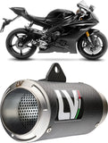 Tubo De Escape Sin Homologación Acústica Lv Corsa Carbono Fondo Acero - Leovince Compatible Con Yamaha Yzf-R6 (2006-2021)