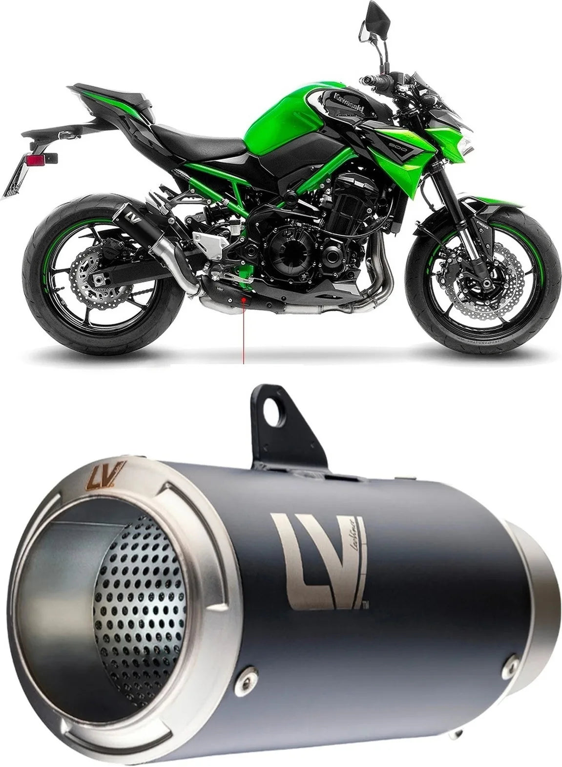 Tubo De Escape Sin Homologación Acústica Lv Corsa Acero Negro Fondo Acero - Leovince Compatible Con Kawasaki Z 900 (2020-2024)