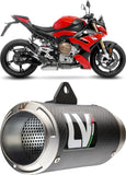 Tubo De Escape Sin Homologación Acústica Lv Corsa Carbono Fondo Acero - Leovince Compatible Con Bmw M 1000 R (2021-2024)