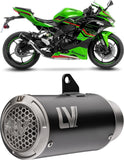Tubo De Escape Sin Homologación Acústica Lv Corsa S Acero Negro Fondo Acero - Leovince Compatible Con Kawasaki Zx 4R (2024-2026)