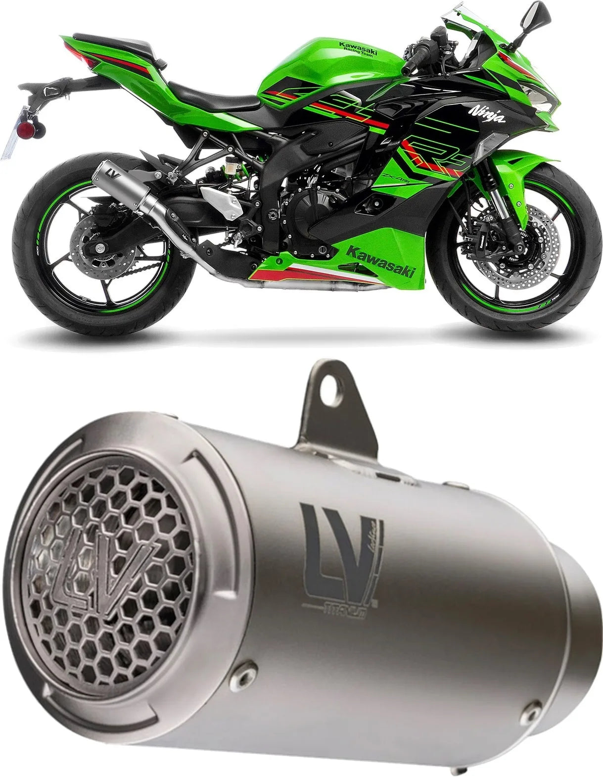 Tubo De Escape Sin Homologación Acústica Lv Corsa S Titano Fondo Acero - Leovince Compatible Con Kawasaki Zx 4R (2024-2026)