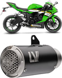 Tubo De Escape Sin Homologación Acústica Lv Corsa S Acero Negro Fondo Acero - Leovince Compatible Con Kawasaki Zx 6R Ninja (2013-2016)