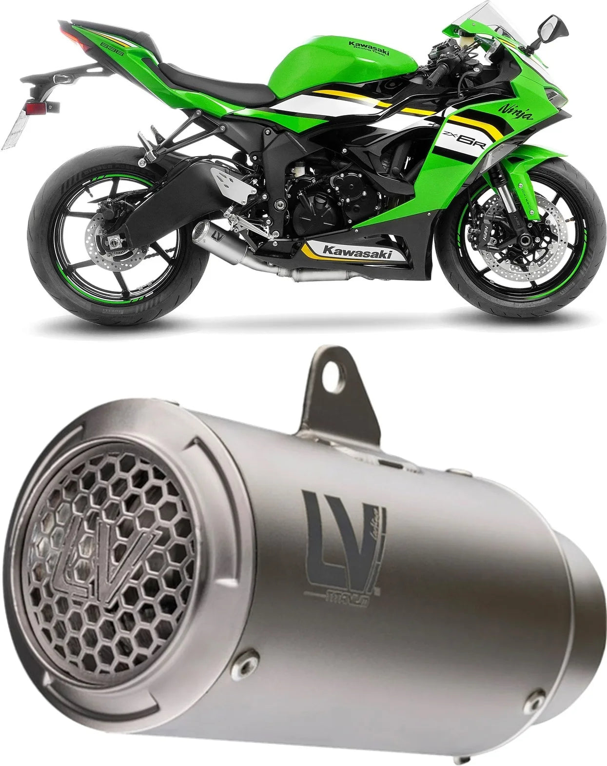 Tubo De Escape Sin Homologación Acústica Lv Corsa S Titano Fondo Acero - Leovince Compatible Con Kawasaki Zx 6R Ninja (2019-2020)