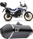 Exhaust Tip Without Sound Certification Lv-14 Steel Black Carbon Fiber End Cap - Leovince Compatible With Honda Xl 750 Transalp Urban (2023-2024)