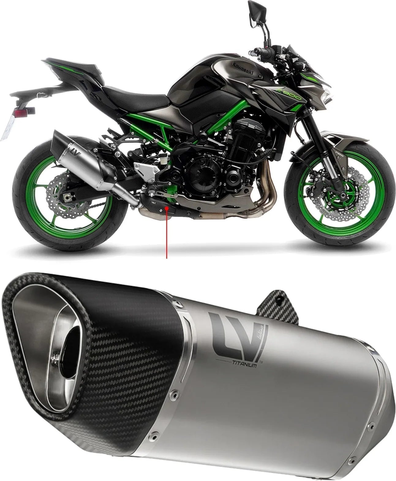 Tubo De Escape Sin Homologación Acústica Lv-14 R Titano Fondo Carbono - Leovince Compatible Con Kawasaki Z 900 A2 (2018-2024)
