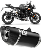 Sistema De Escape Completo Sin Catalizador Y Sin Homologación Acústica Lv-14 R Acero Negro Fondo Carbono - Leovince Compatible Con Triumph Street Triple 765 A2 (2023-2024)