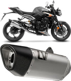 Complete Exhaust System Without Catalytic Converter And Without Sound Certification Lv-14 R Stainless Steel Carbon Fiber End Cap - Leovince Compatible With Triumph Street Triple 765 A2 (2023-2024)