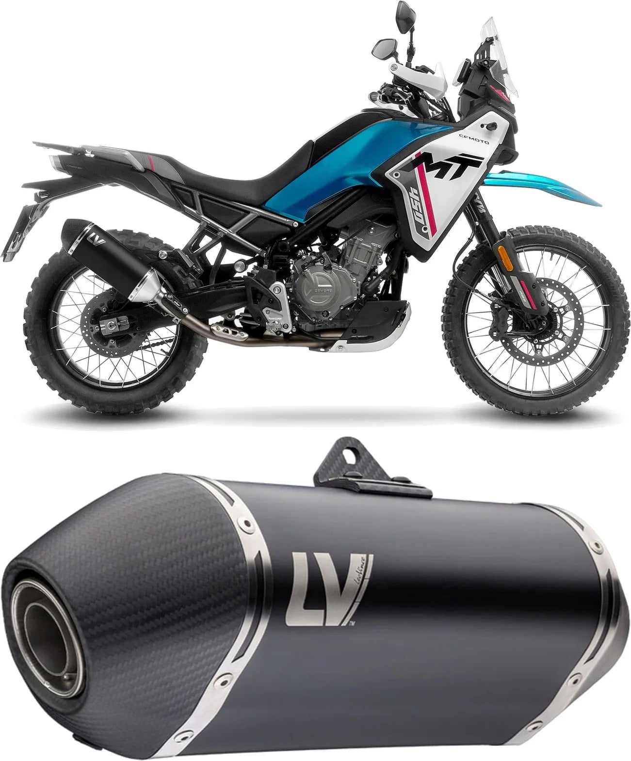 Tubo De Escape Sin Homologación Acústica Lv-14 Acero Negro Fondo Carbono - Leovince Compatible Con Cfmoto 450 Mt (2024)