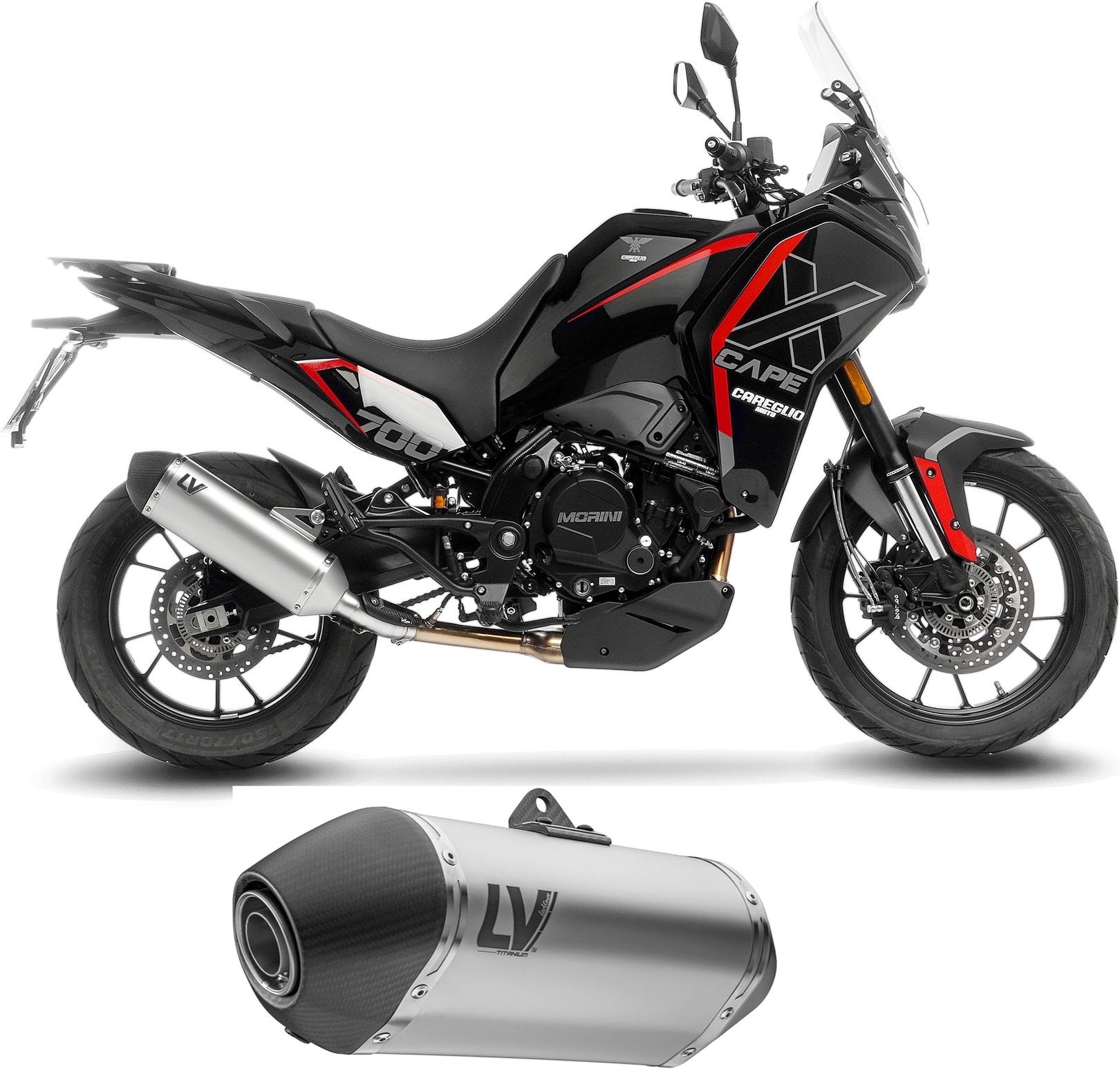 Exhaust Tip Without Sound Certification Lv-14 Titanium Carbon Fiber End Cap - Leovince Compatible With Moto Morini X-Cape 700 (2025-2026)