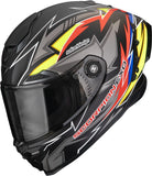 Casco Integral Para Moto Scorpion Exo Exo-Race Air Ultra Tct / Carbon Negro Rojo Amarillo Mate Move On Talla Xs