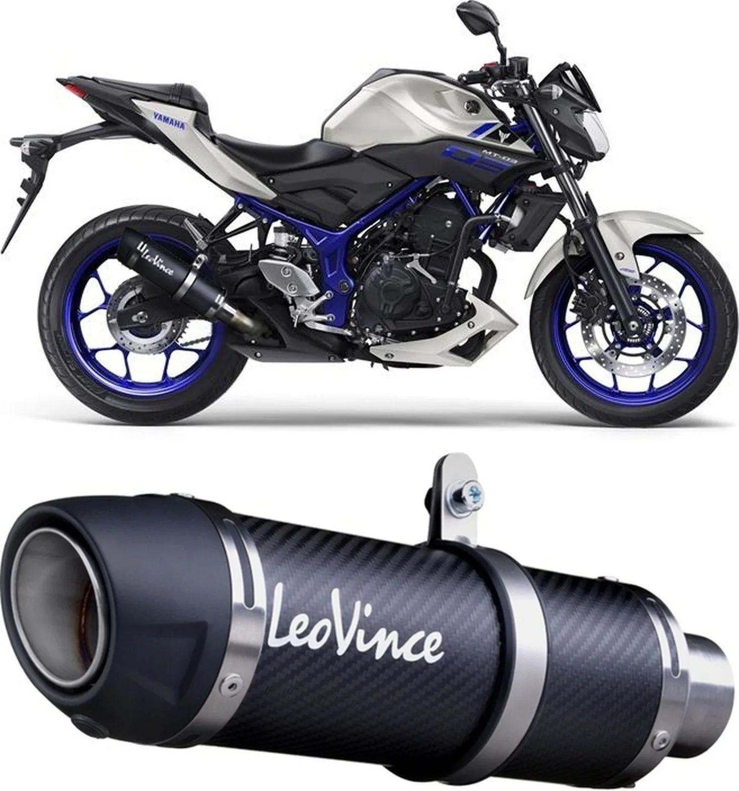 Sistema De Escape Completo Sin Catalizador Y Sin Homologación Acústica Gp Corsa Evo Carbono - Leovince Compatible Con Yamaha Mt-25 250 (2015-2018)