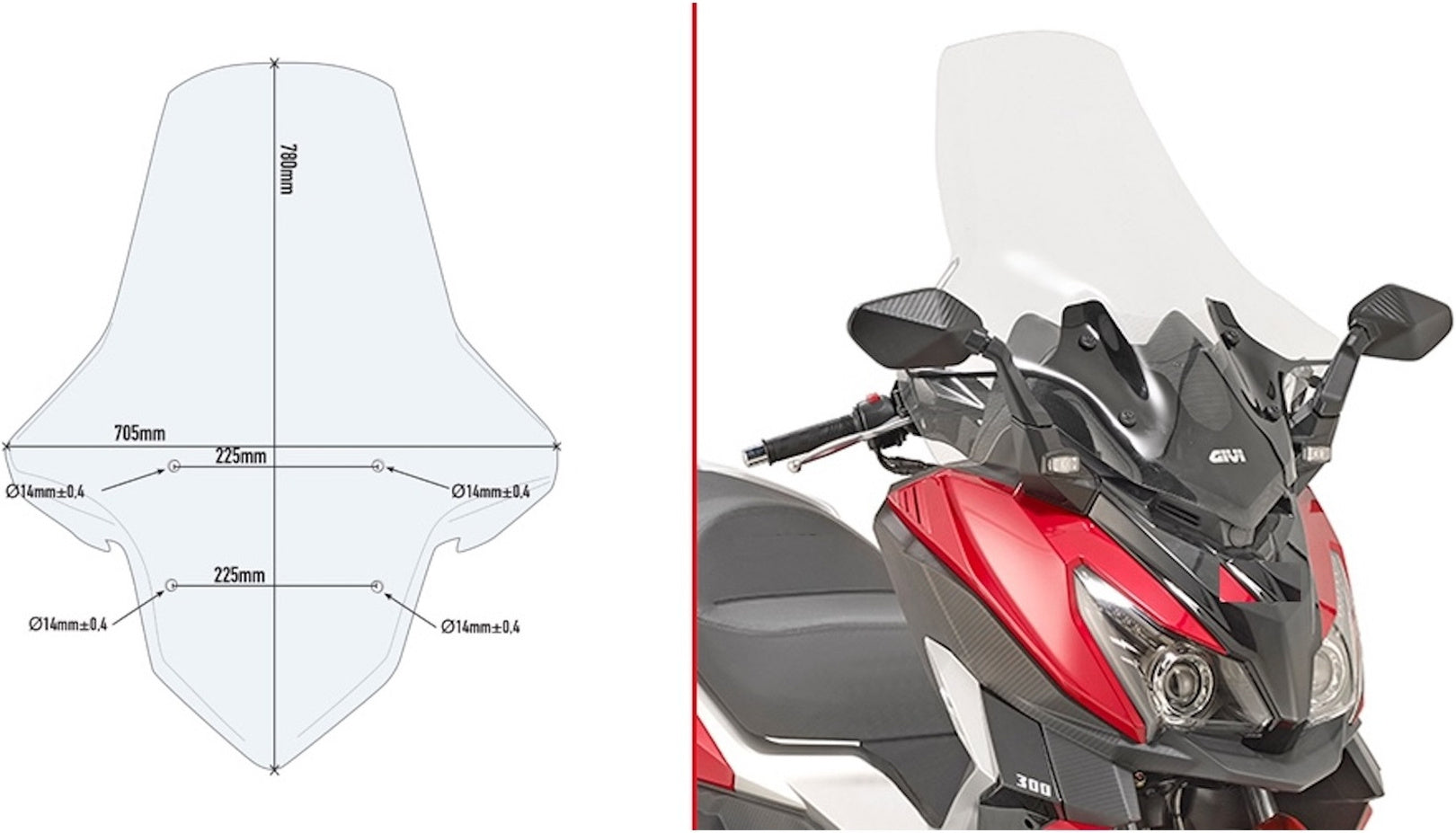 Transparent Wind-Screen - Givi Compatible With Sym Cruisym 300 (2017-2024)