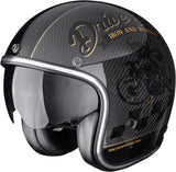 Casco Urban Para Moto Scorpion Exo Belfast Evo Carbon Carbon Fiber Negro Oro Zippy Talla M