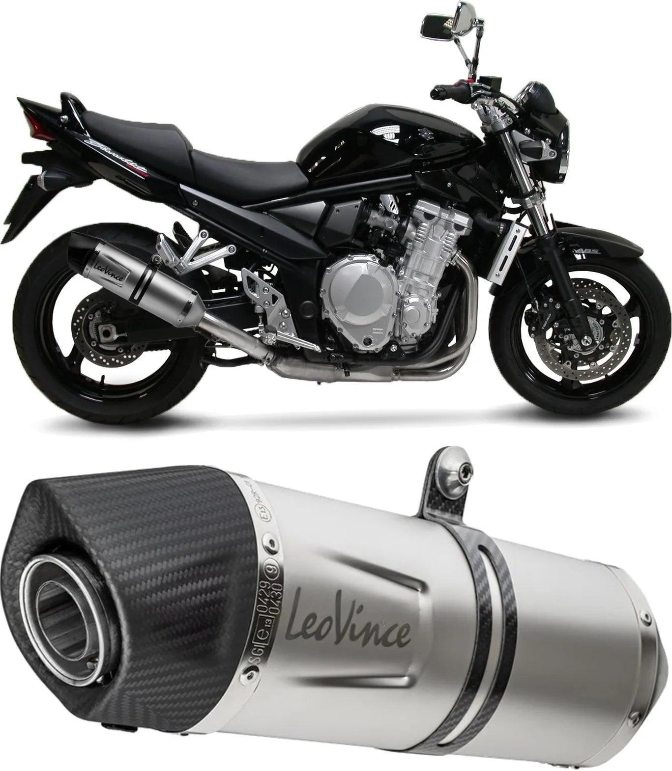 Tubo De Escape Sin Homologación Acústica Lv One Evo Acero Fondo Carbono - Leovince Compatible Con Suzuki Gsx 1250 Fa (2010-2016)