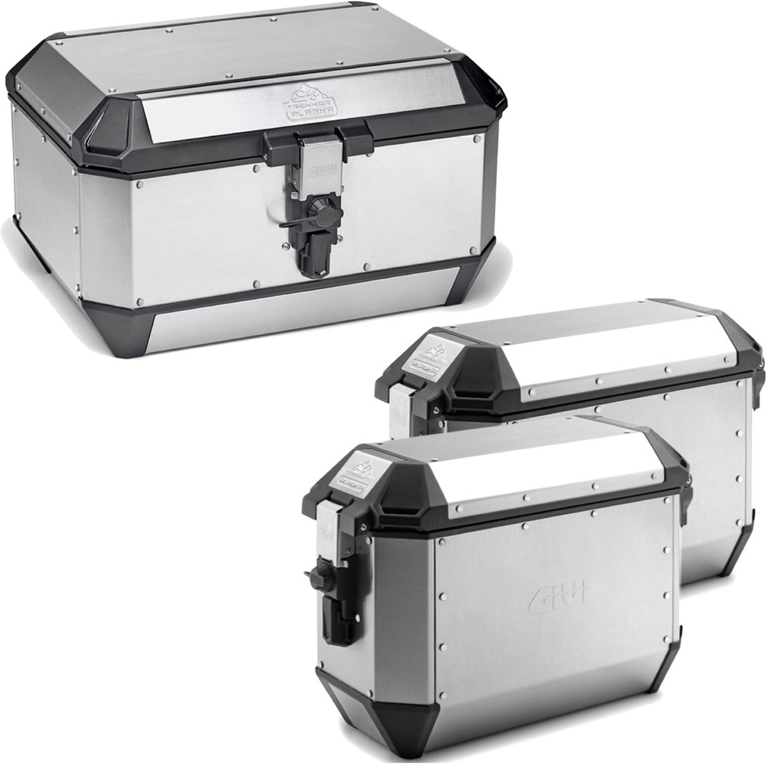 Trekker Alaska Aluminium Top Case + Side Cases - 128 Lt Trekker Alaska Aluminium - Givi Compatible With Kawasaki Versys 650 (2006-2009)