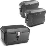 Trekker Alaska Aluminium Black Top Case + Side Cases - 128 Lt Trekker Alaska Aluminium - Givi Compatible With Kawasaki Versys 650 (2006-2009)