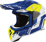 Casco Off-Road Para Moto Airoh Aviator Ace 2 - Av22S31 Composite Carbon Azul Amarillo Gloss Shield Talla Xs