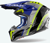 Casco Off-Road Para Moto Airoh Aviator 3 - Av3H18 Hpc Carbon Azul Gloss Hima Talla Xs