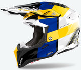 Off-Road Motorcycle Helmet Airoh Aviator 3 - Av3M18 Hpc Carbon Blue Yellow Glossy Monarch Size Xxl