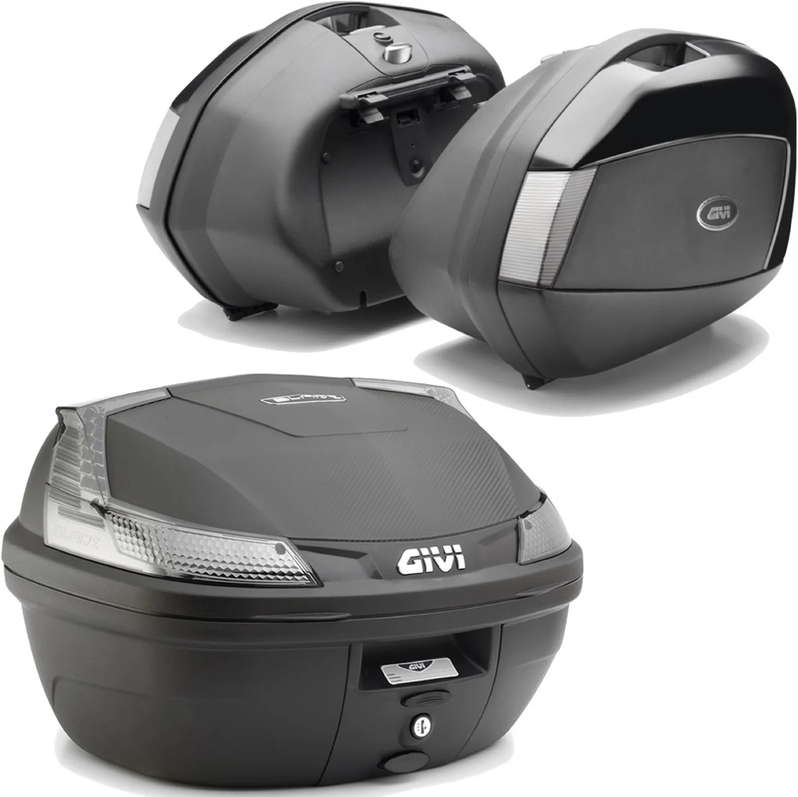 Baúl + Maletas Laterales Blade Negro Tech 107 Lt Blade Plastico - Givi Compatible Con Moto Guzzi V 100 Mandello 1000 (2022-2024)