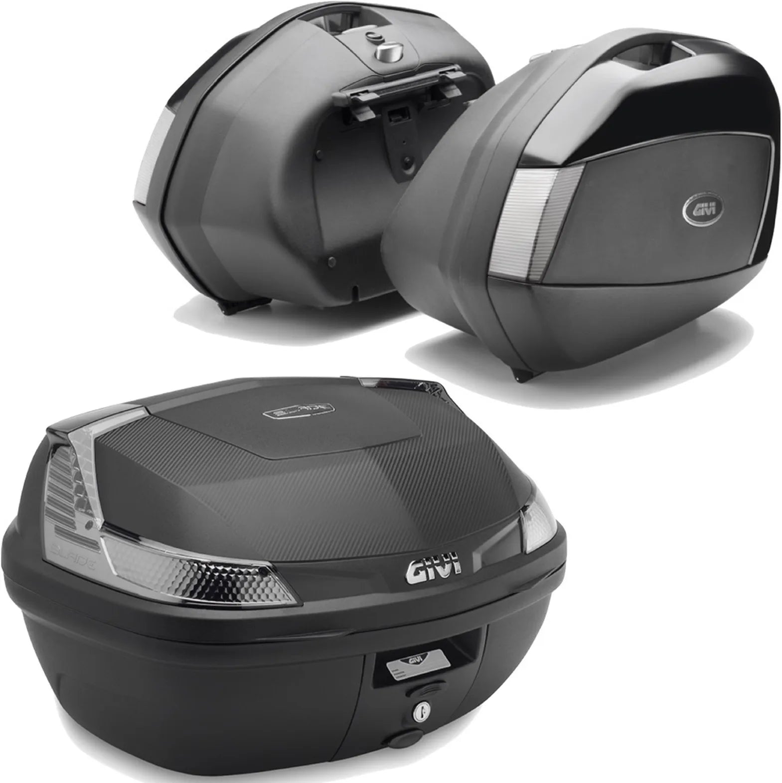 Baúl + Maletas Laterales Blade Negro Tech 117 Lt Blade Plastico - Givi Compatible Con Moto Guzzi V 100 Mandello 1000 (2022-2024)