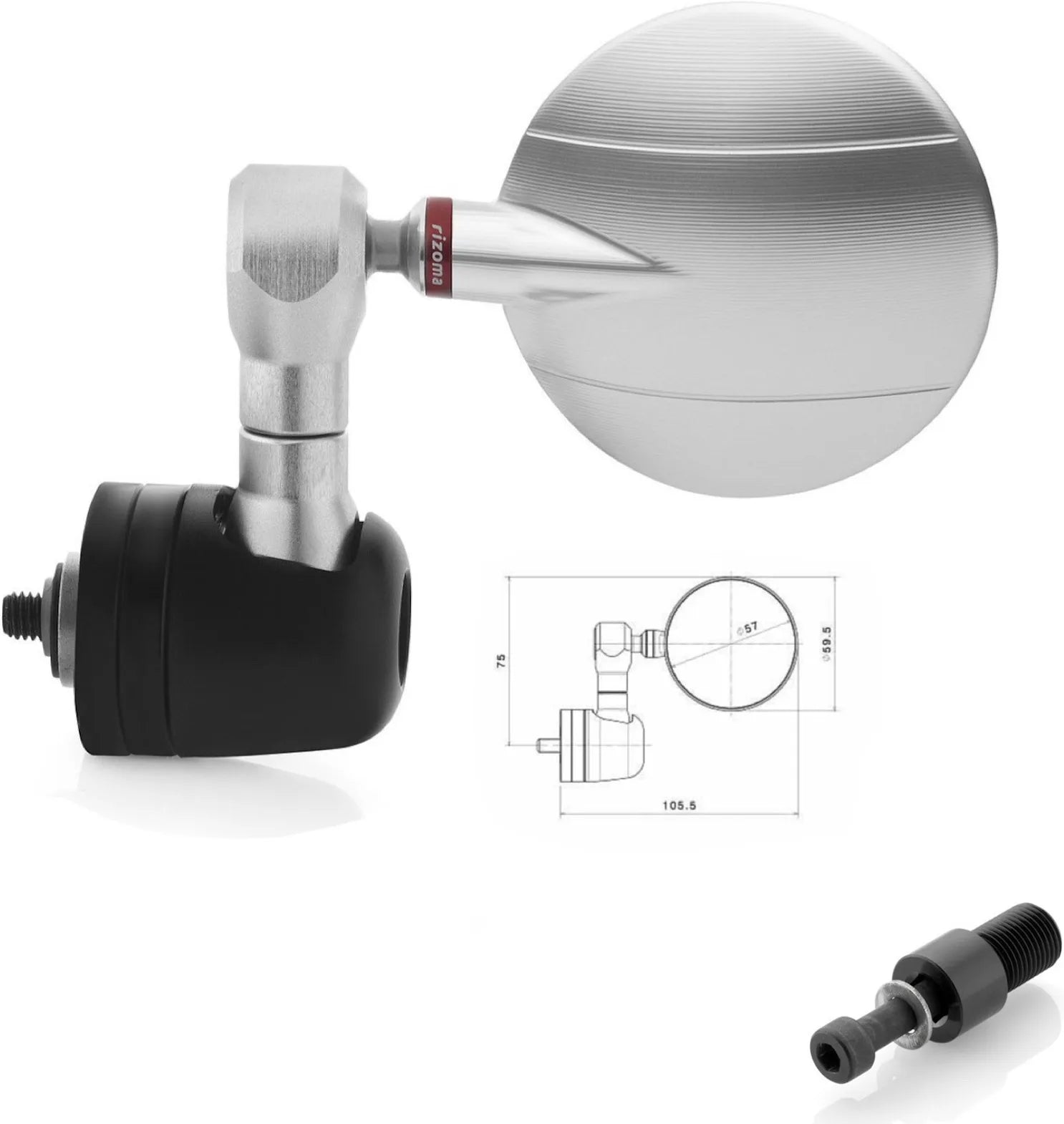 Espejo End Mount Derecho Spy-R Ø57 - Rizoma Compatible Con Yamaha Fz-6 (2004-2011)