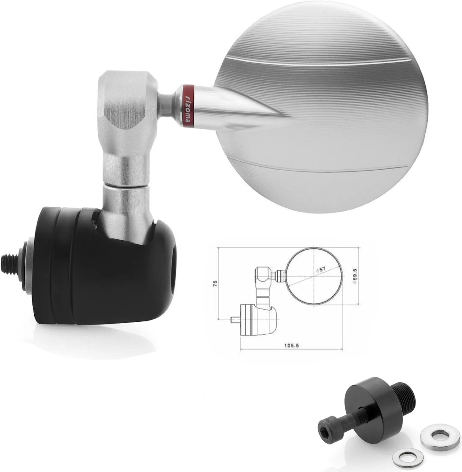 Espejo End Mount Derecho Spy-R Ø57 - Rizoma Compatible Con Kawasaki Z 800 (2012-2016)