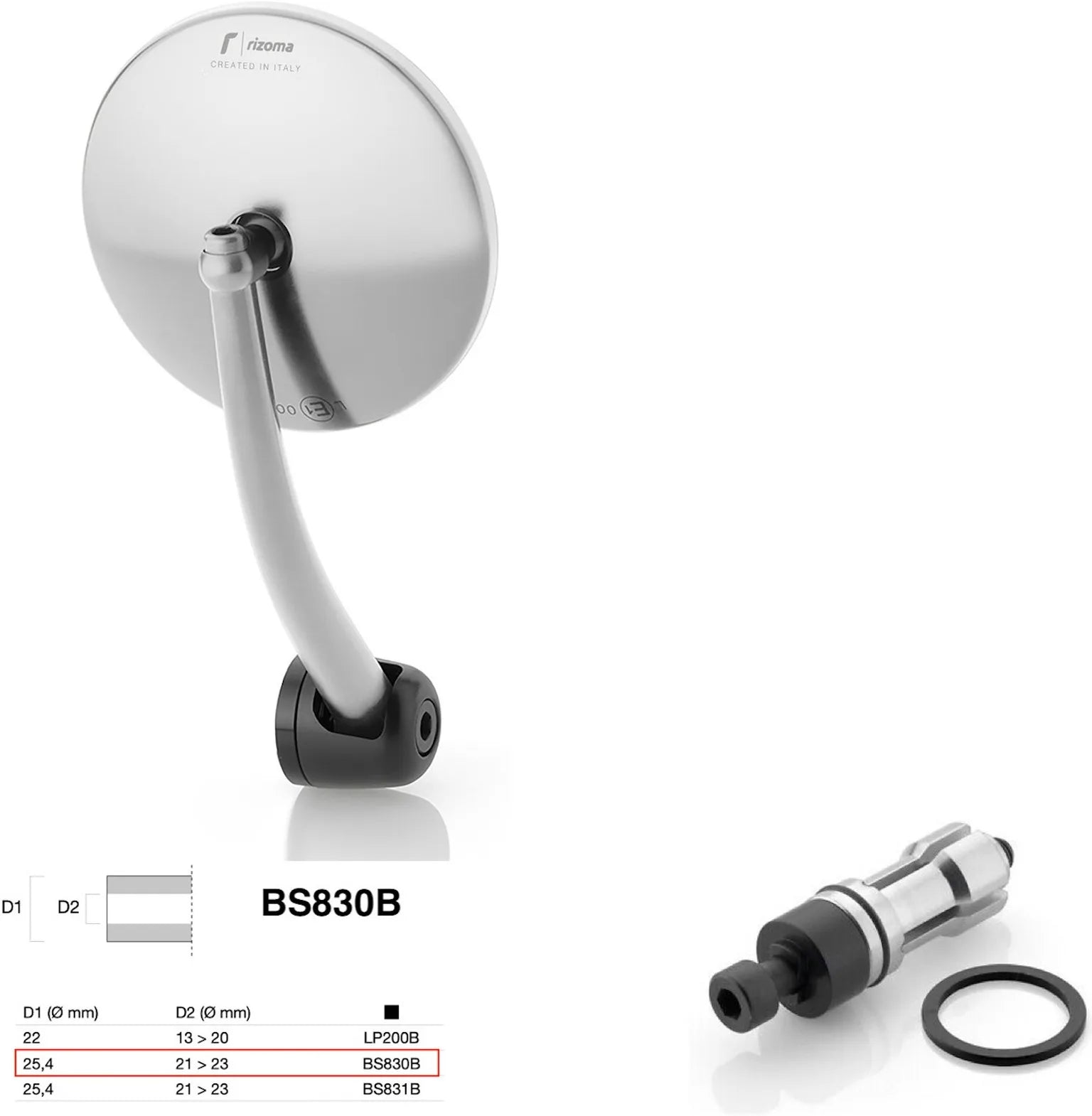Espejo End Mount Derecho Universal Ø24,5(21>23) Spirit Rs - Rizoma Compatible Con Ktm