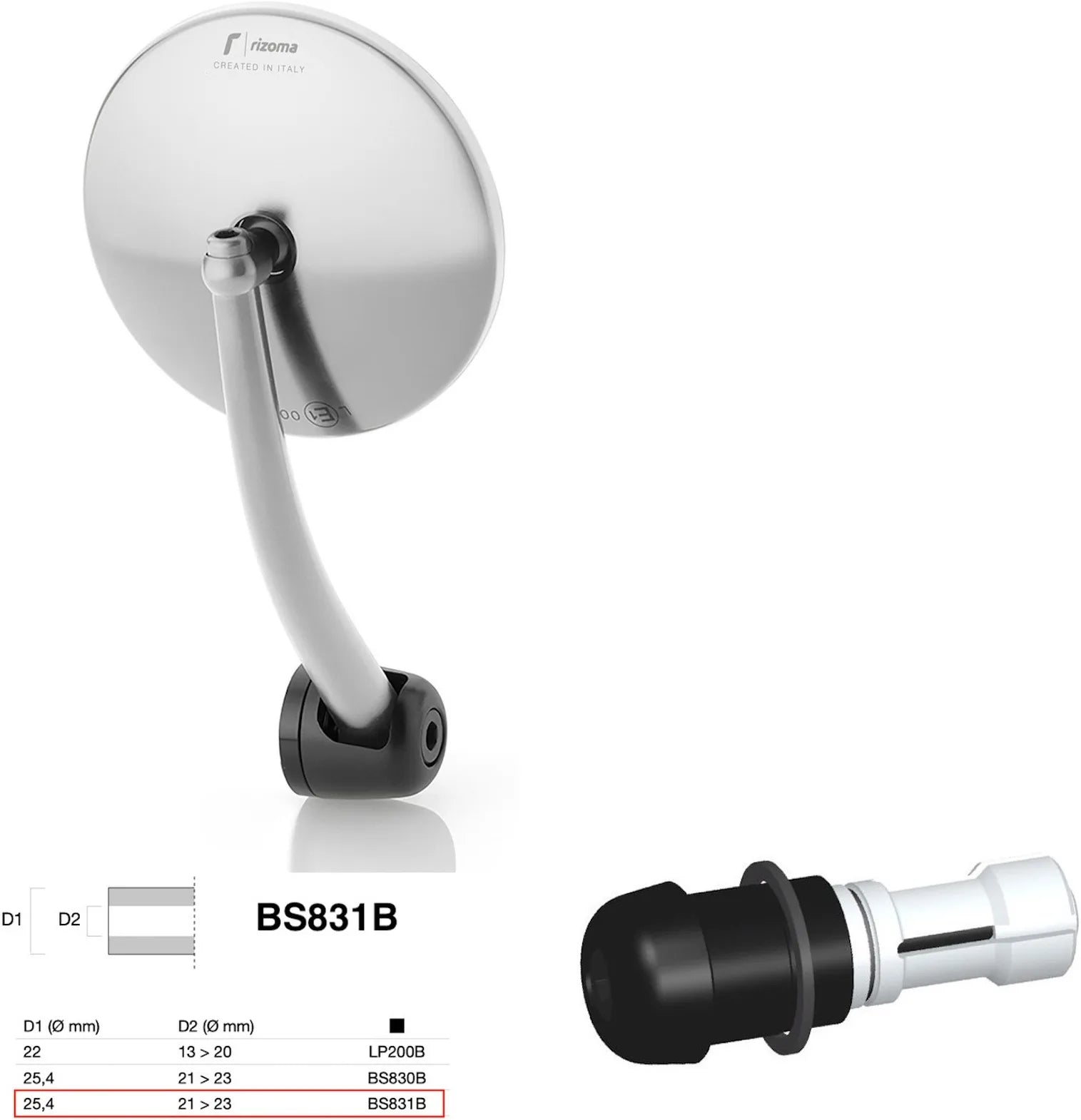 Espejo End Mount Derecho Universal Ø24,5(21>23) Spirit Rs - Rizoma Compatible Con Ktm