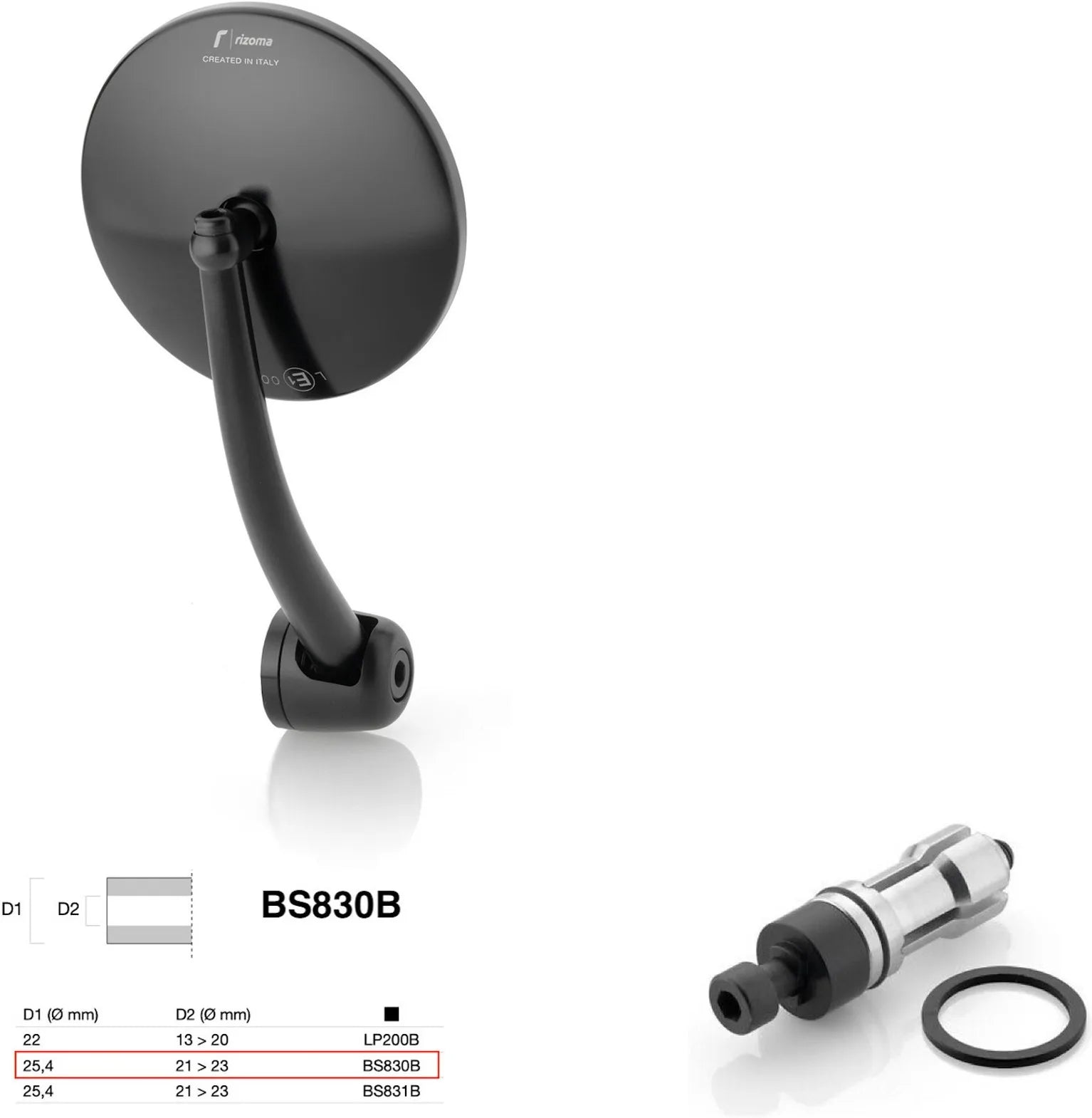 Espejo End Mount Izquierdo Universal Ø24,5(21>23) Spirit Rs - Rizoma Compatible Con Ktm