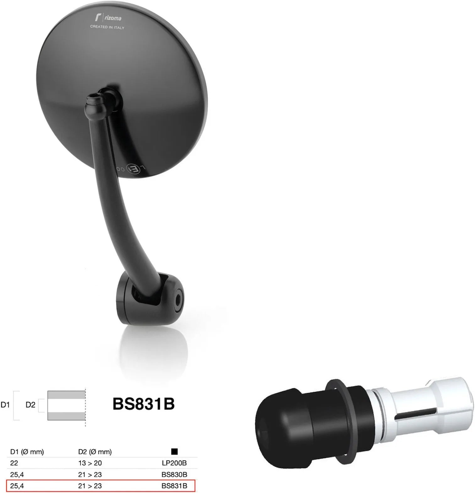 Espejo End Mount Izquierdo Universal Ø24,5(21>23) Spirit Rs - Rizoma Compatible Con Ktm