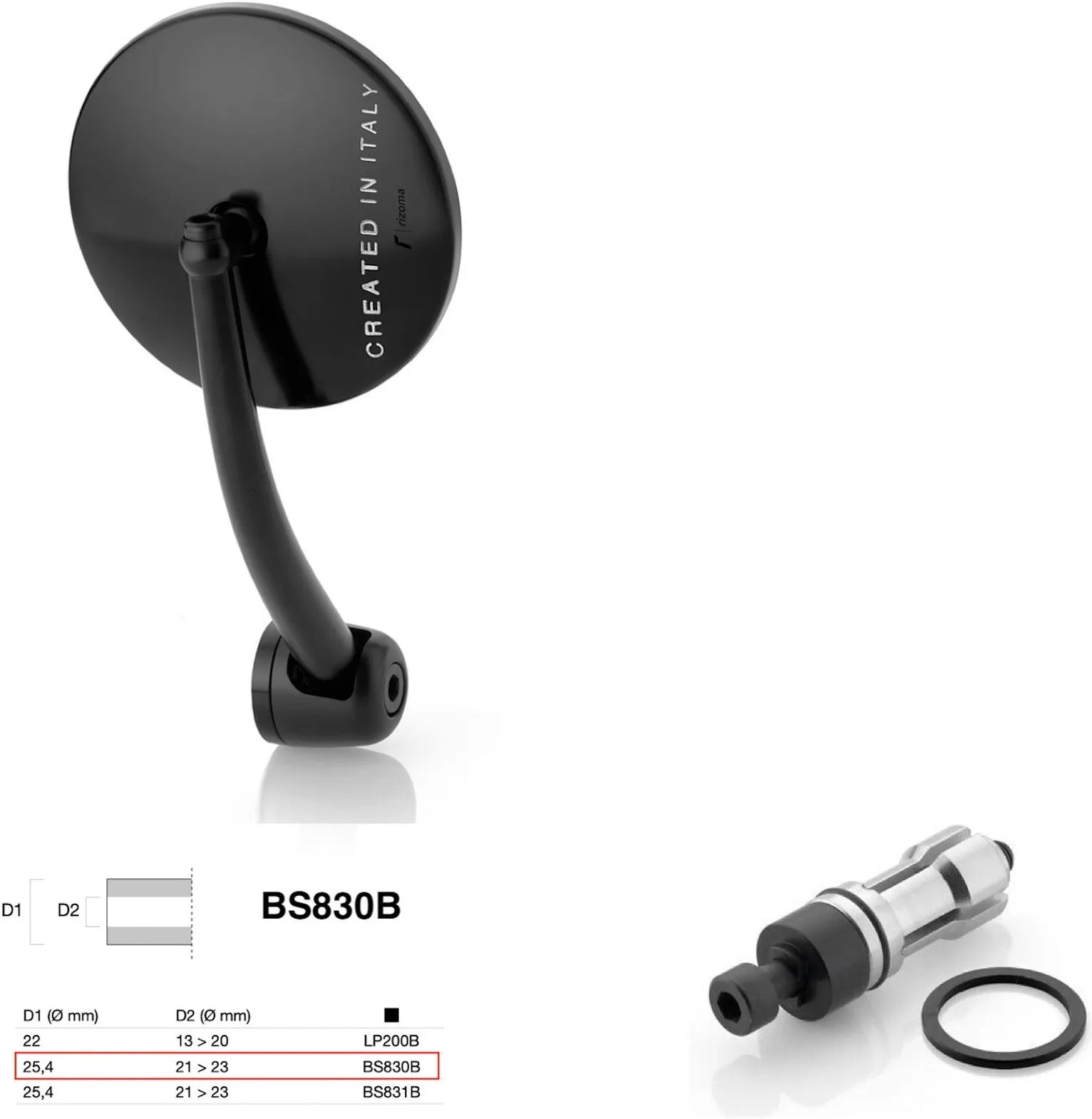 Espejo End Mount Izquierdo Universal Ø24,5(21>23) Spirit Rs - Rizoma Compatible Con Ktm