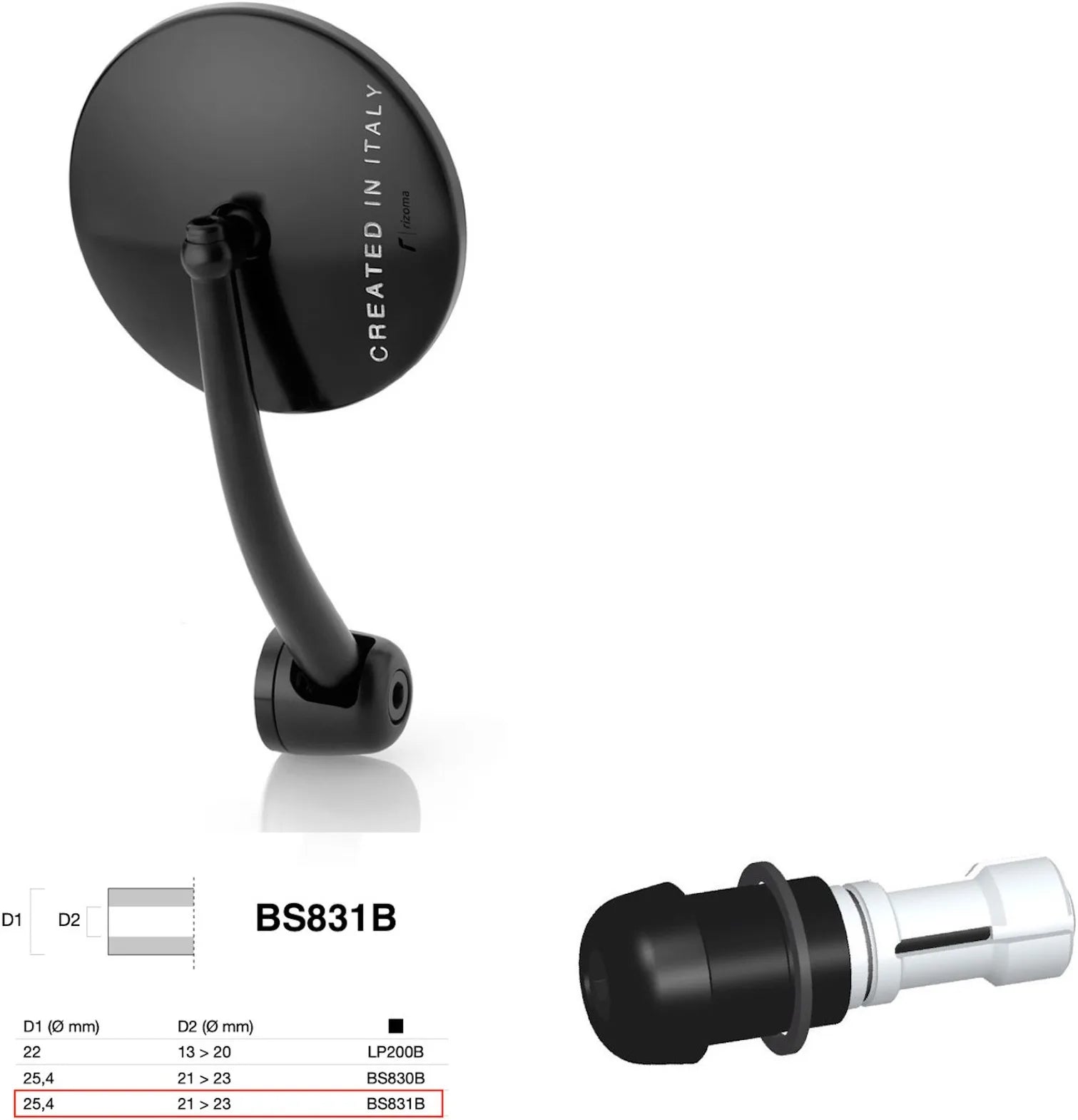 Espejo End Mount Izquierdo Universal Ø24,5(21>23) Spirit Rs - Rizoma Compatible Con Ktm