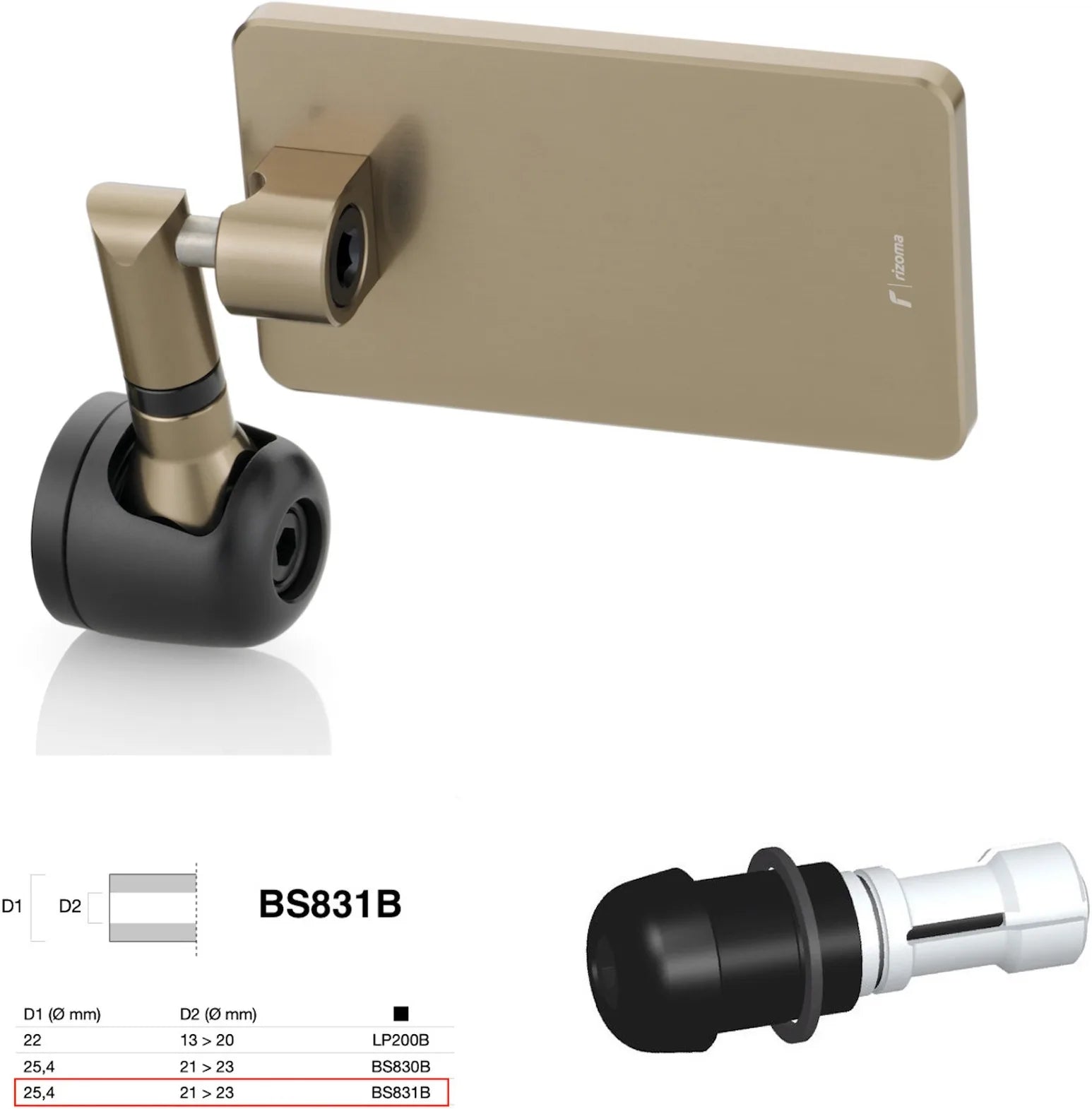 Espejo End Mount Derecho Universal Ø24,5(21>23) Quantum End - Rizoma Compatible Con Ktm
