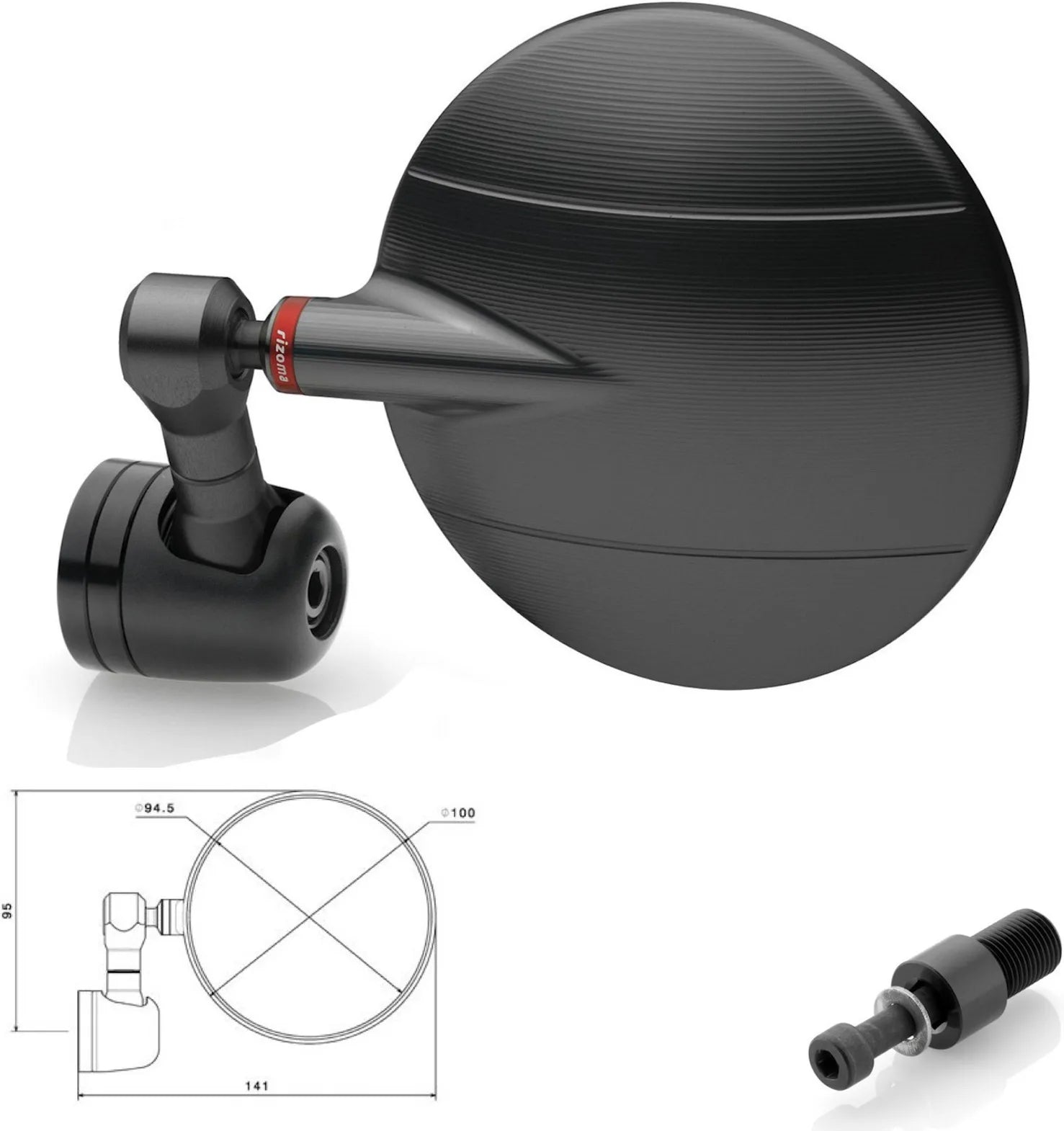 Espejo End Mount Derecho Spy-R Ø94.5 - Rizoma Compatible Con Yamaha Fz-1 (2006-2016)