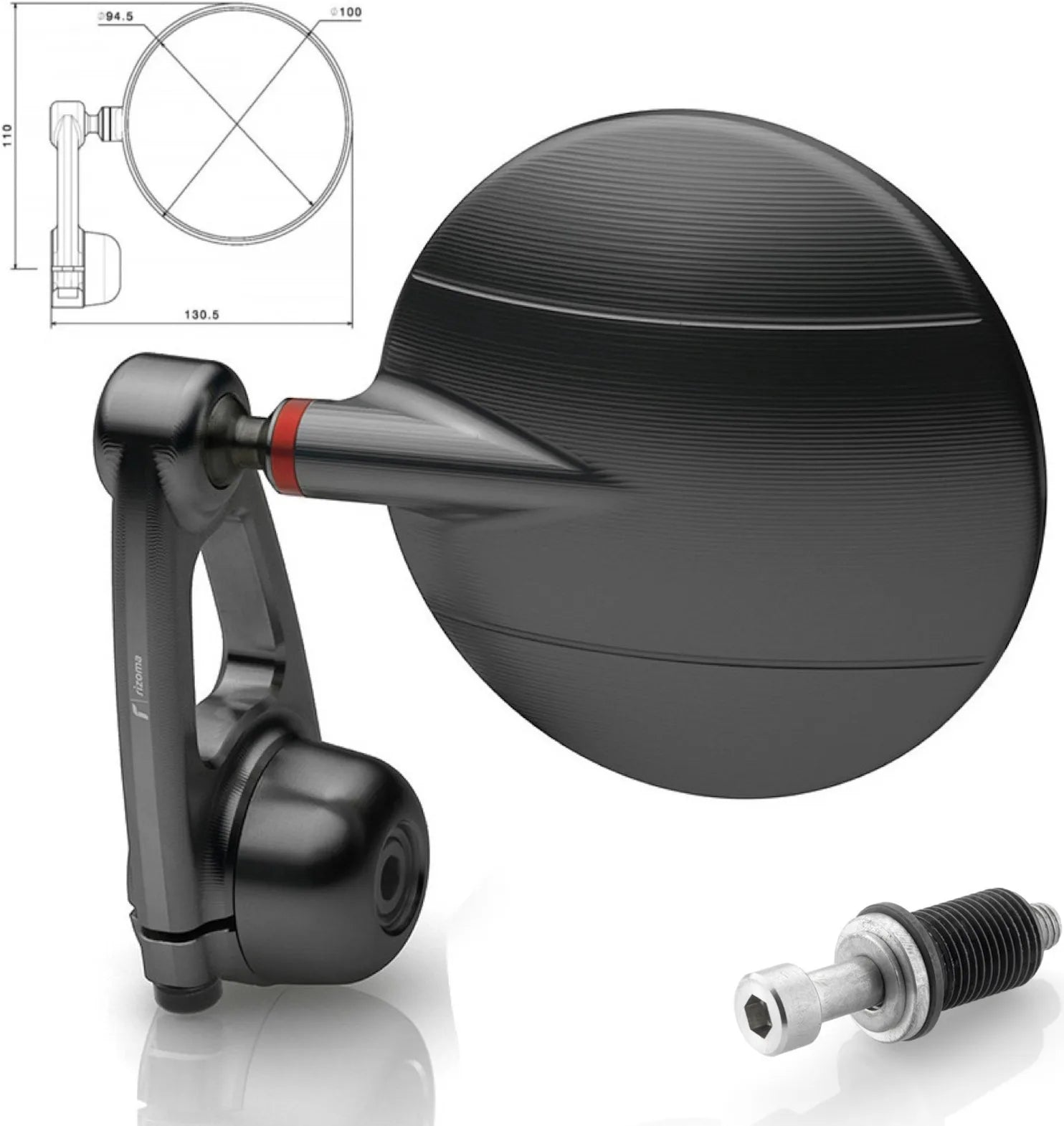 Espejo End Mount Derecho Spy-Arm Ø94.5 - Rizoma Compatible Con Mv Agusta Brutale 675 (2013-2015)