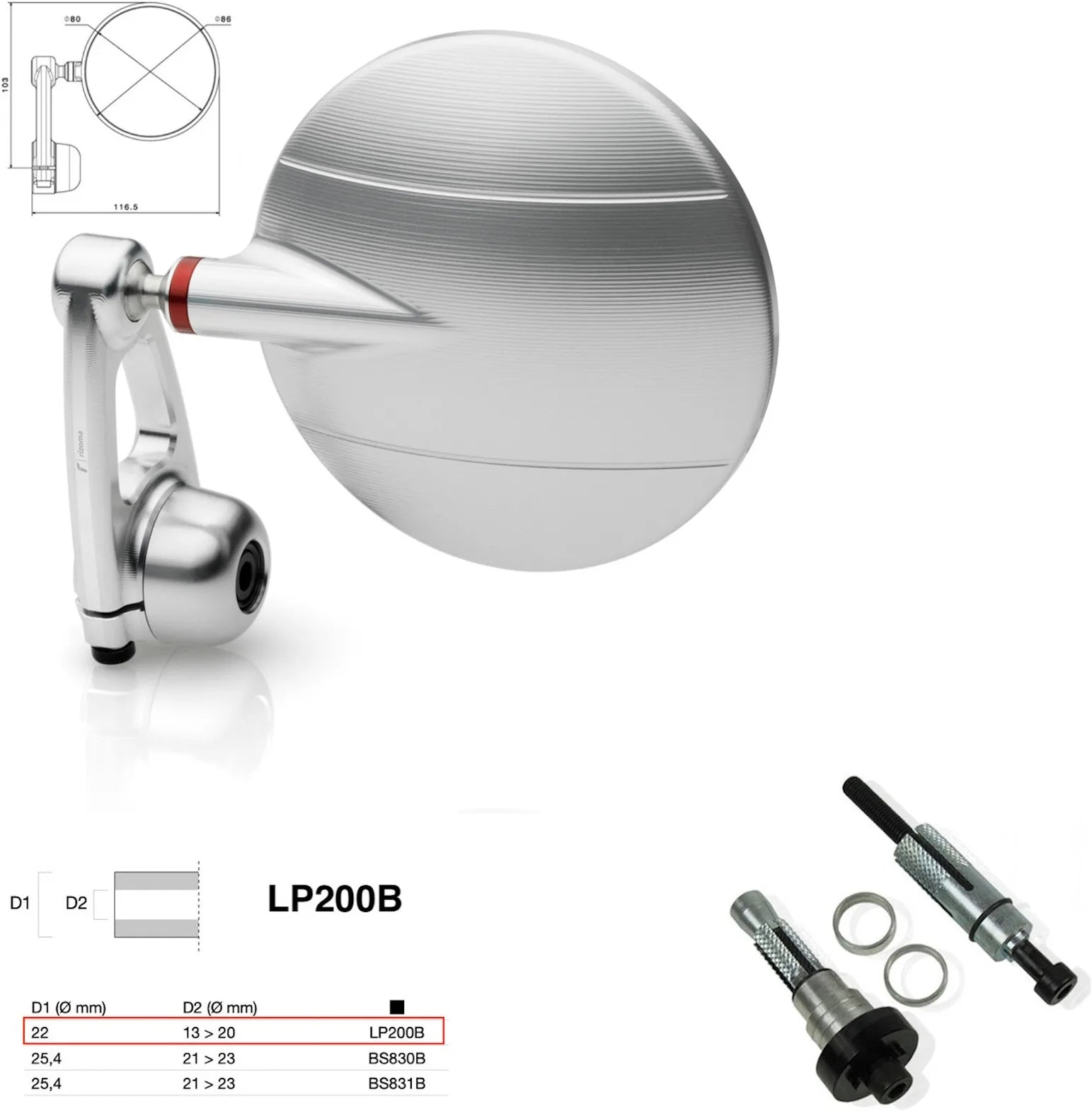 Espejo End Mount Izquierdo Universal Ø22(13>20) Spy-Arm Ø80 - Rizoma Compatible Con Ktm