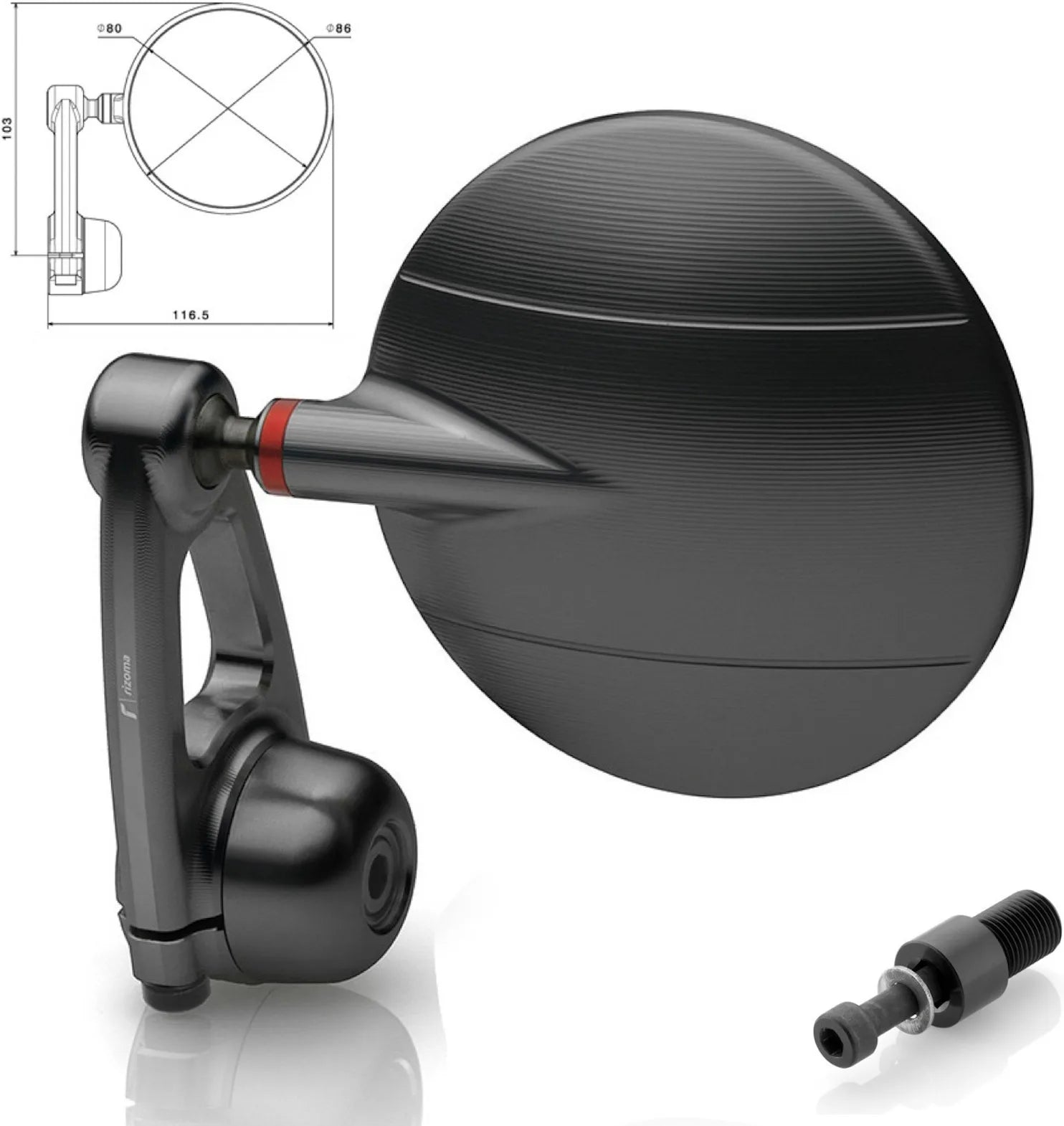 Espejo End Mount Izquierdo Spy-Arm Ø80 - Rizoma Compatible Con Yamaha Xsr 700 (2016-2021)