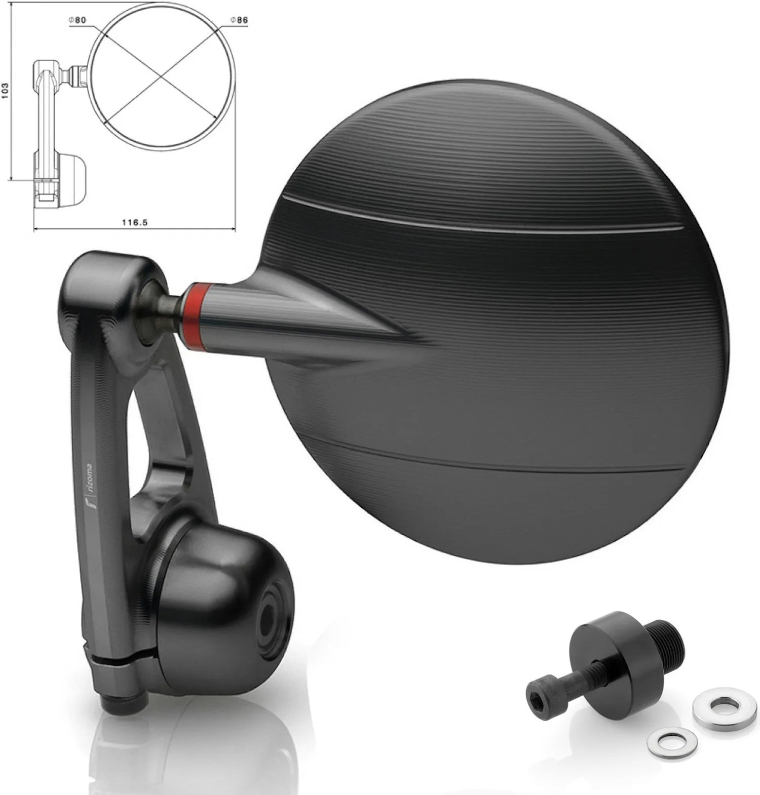 Espejo End Mount Derecho Spy-Arm Ø80 - Rizoma Compatible Con Kawasaki Ninja 900 (2002-2005)