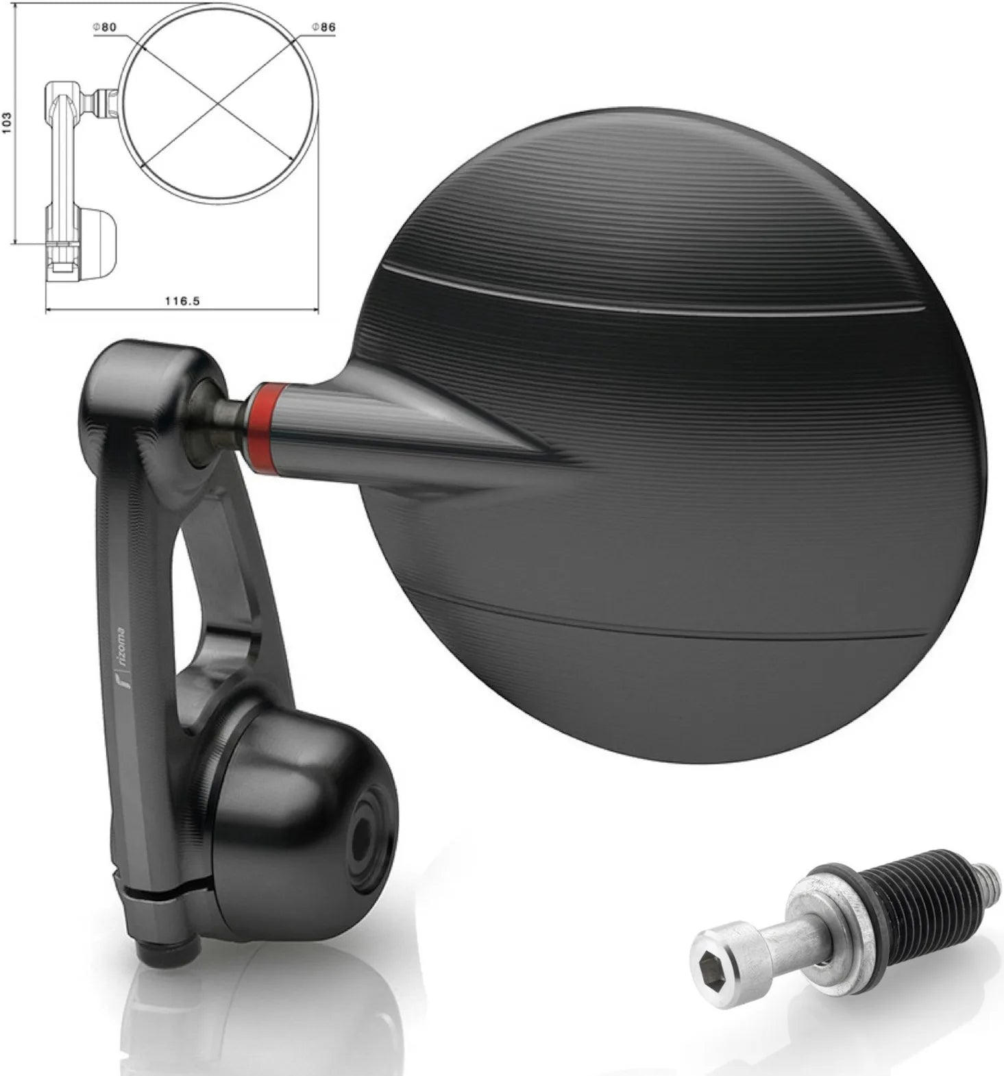 Espejo End Mount Derecho Spy-Arm Ø80 - Rizoma Compatible Con Mv Agusta Brutale 675 (2013-2015)