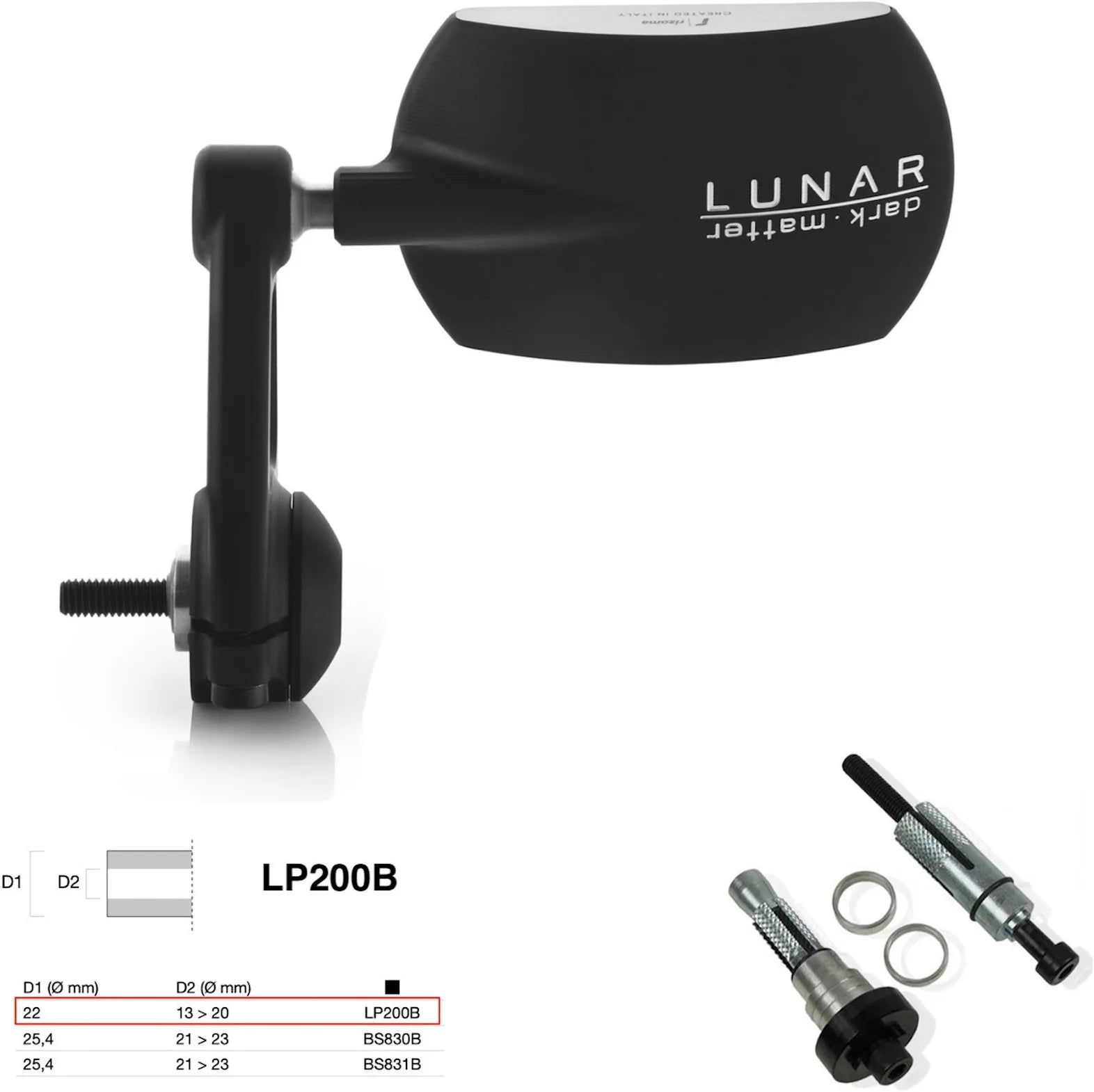 Espejo End Mount Izquierdo Universal Ø22(13>20) Lunar - Rizoma Compatible Con Ktm
