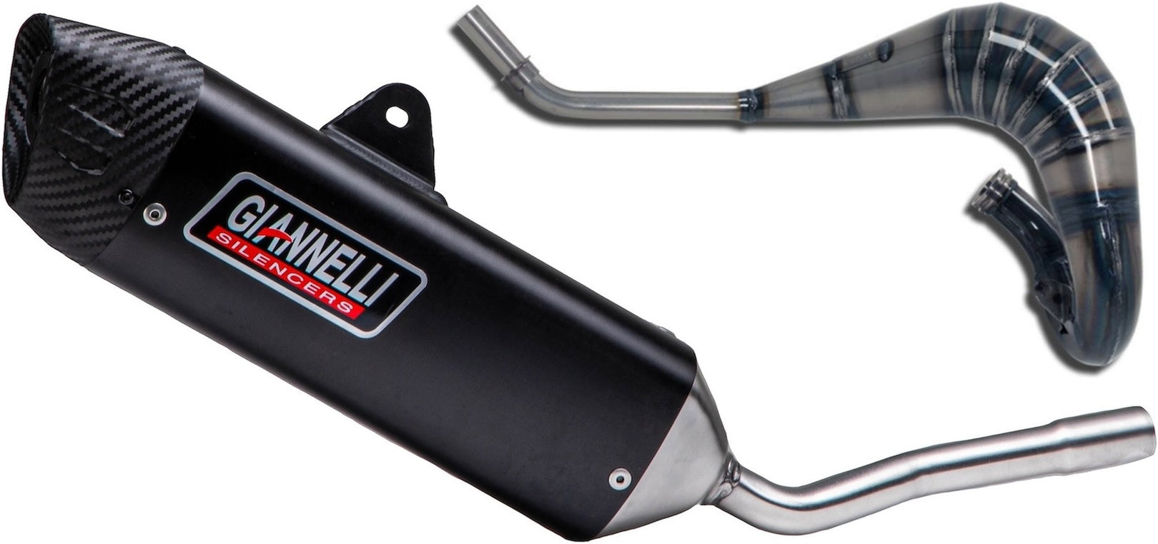 Complete Non-Catalytic Exhaust System With Sound Certification Sonic Aluminium Black - Giannelli Compatible With Vent Moto Derapage 50 (2021)