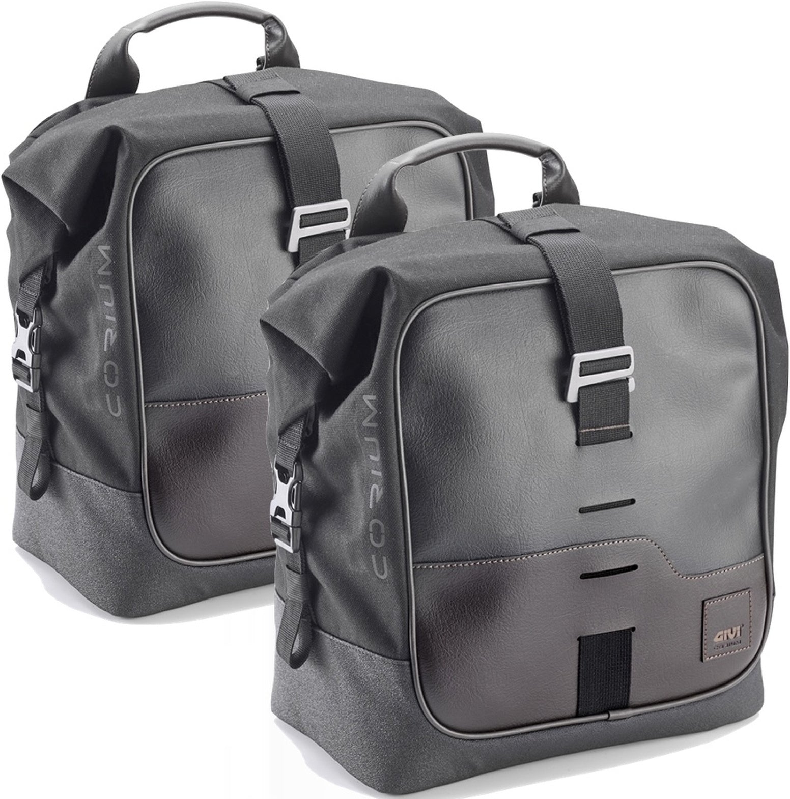 Corium Black Side Bags - 32 Lt Corium Nylon - Givi Compatible With Voge Trofeo 500 Ac (2022-2024)